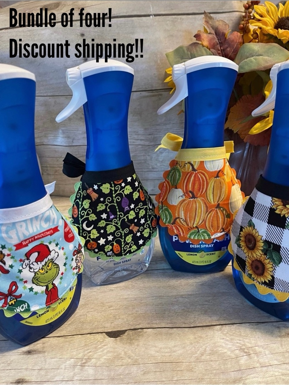 Aprons Bundle Holidays & Sunflowers Dish Soap Powerwash Aprons Reversible Four